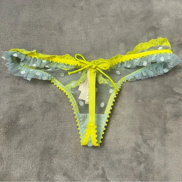 New! For love and lemons neon dotty thong panty polka dot lace nwot 24594 - Picture 7 of 8